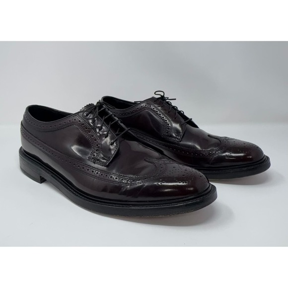 VTG Florsheim Longwing Brogue Oxblood Dress Shoes Mens 11D 549540 Patent Leather